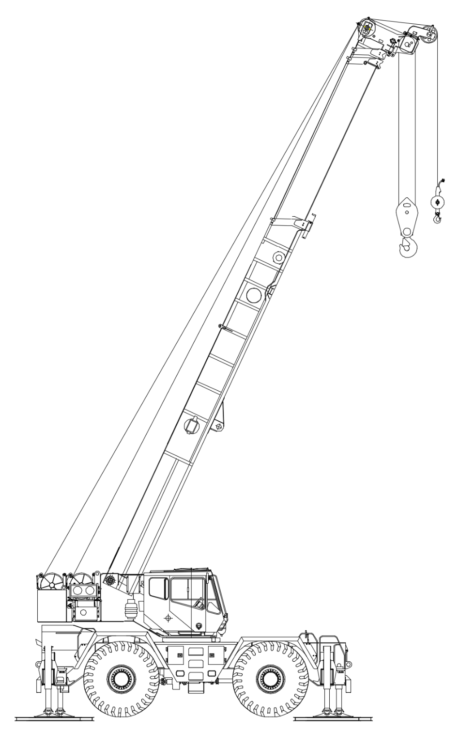 RT crane rope path