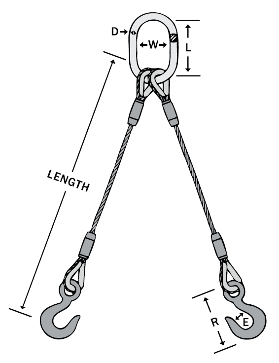 125-HT-HT Wire Sling dimensions