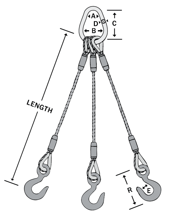 135-HT-HT Wire Sling dimensions